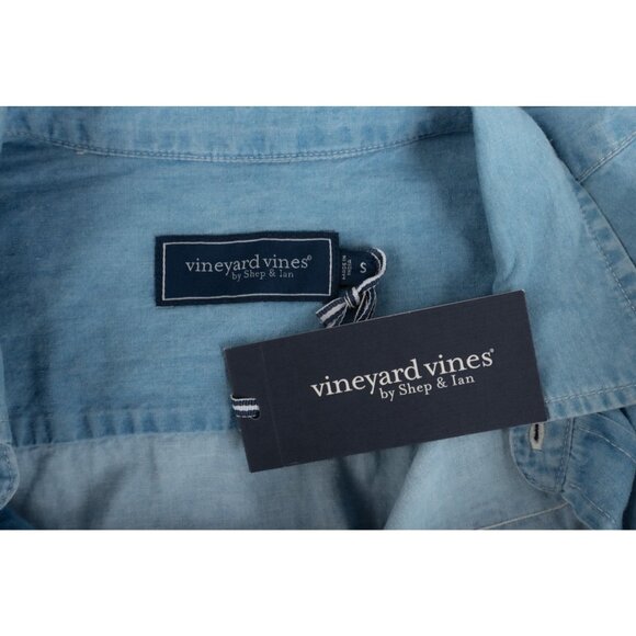 Vineyard Vines Mens Shirt Top Size S Blue Chambray Denim spread collar NWT - Picture 6 of 6